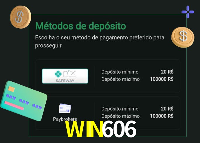 O cassino WIN606 oferece uma grande variedade de métodos de pagamento